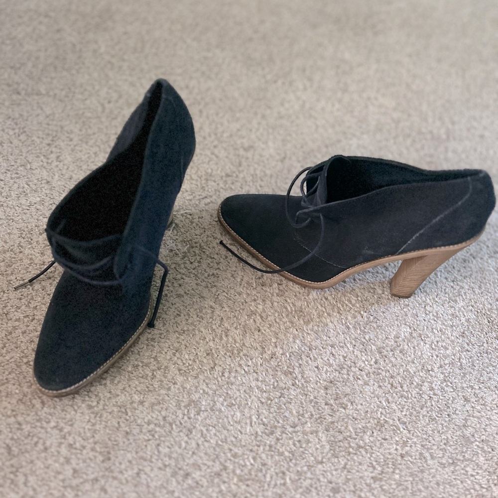 BALENCIAGA Blue Suede Bootie Heels 38.5